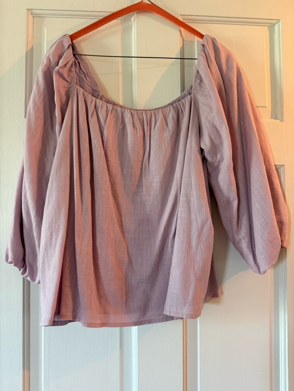 🪻Worn Once! Like New Bohme Off-Shoulder Peasant Top - Lavender, Sz M